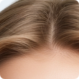 Close-up of hair parting and its color