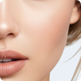 Close-up of cheek and lips skin tone
